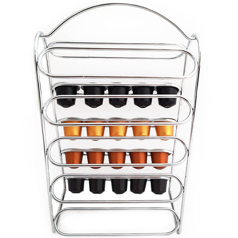 Conjunto Porta Xícaras Pires e Suporte Porta 50 Cápsulas Café Nespresso aramado Bancada Cromado