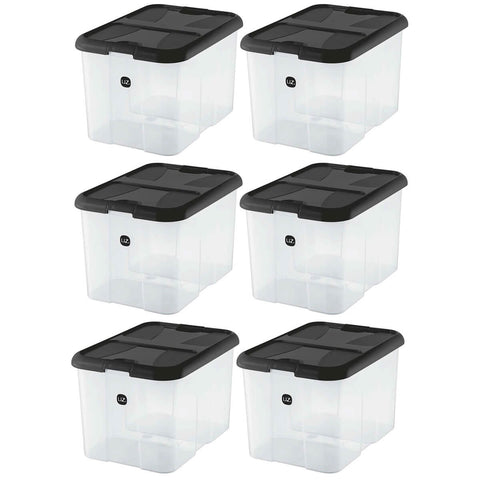Conjunto 6 Caixas Organizadoras com Tampa 40L Empilhável Grande Travas Laterais Uz