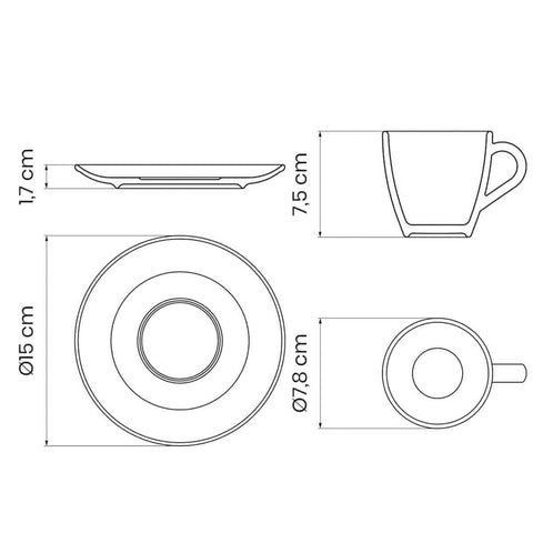 Conjunto 12 Xícaras de Cappuccino com Pires 200ml em Porcelana Branca Paola Tramontina 24 peças