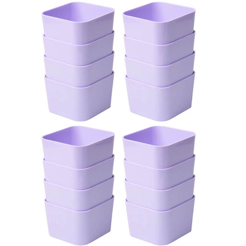 Conjunto 16 Porta Objetos Pequenos Organizadores de Mesa para Escritório em Plástico Lilás Pastel Dello