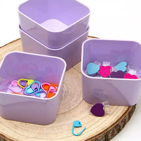Conjunto 16 Porta Objetos Pequenos Organizadores de Mesa para Escritório em Plástico Lilás Pastel Dello