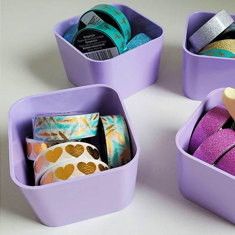Conjunto 16 Porta Objetos Pequenos Organizadores de Mesa para Escritório em Plástico Lilás Pastel Dello