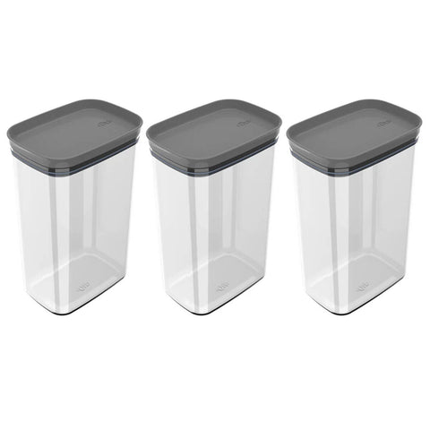 Kit 3 Potes Herméticos Grandes com Tampa 2,3L Porta Condimentos Ou Chumbo Retangular