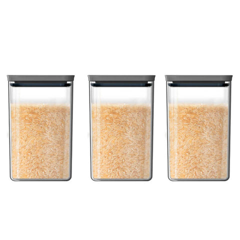 Kit 3 Potes Herméticos Grandes com Tampa 2,3L Porta Condimentos Ou Chumbo Retangular