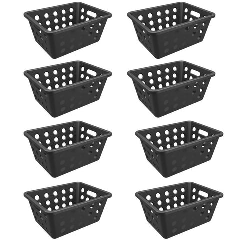 8 Cestos Caixas Organizadoras Pequenas de Plástico 1,5 Litros One Coza Preto