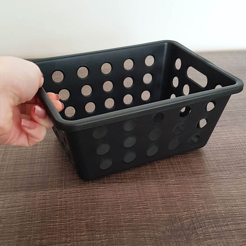 8 Cestos Caixas Organizadoras Pequenas de Plástico 1,5 Litros One Coza Preto