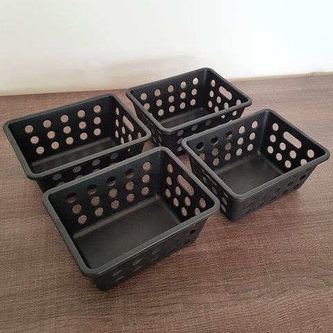8 Cestos Caixas Organizadoras Pequenas de Plástico 1,5 Litros One Coza Preto