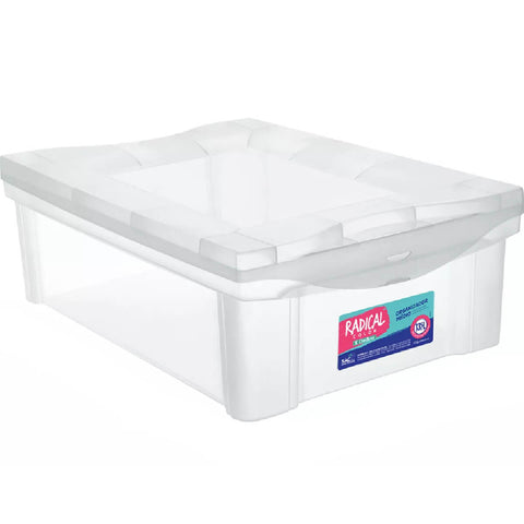 2 Caixas Organizadoras Plásticas 13,5L Ordene com Tampa Radical Color Transparentes