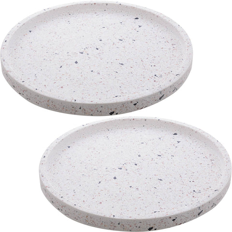 2 Bandejas Decorativas Mármore 30cm Lyor Terrazzo Redondas Cantinho do Café