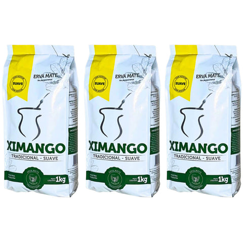 Kit 3 Pacotes de Erva Mate de Chimarrão Ximango 1kg Tradicional Suave com Açúcar