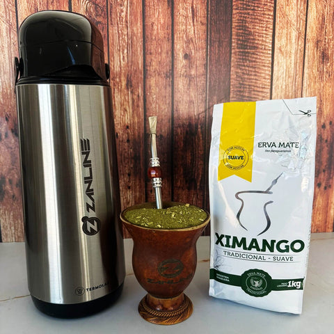 Kit 3 Pacotes de Erva Mate de Chimarrão Ximango 1kg Tradicional Suave com Açúcar