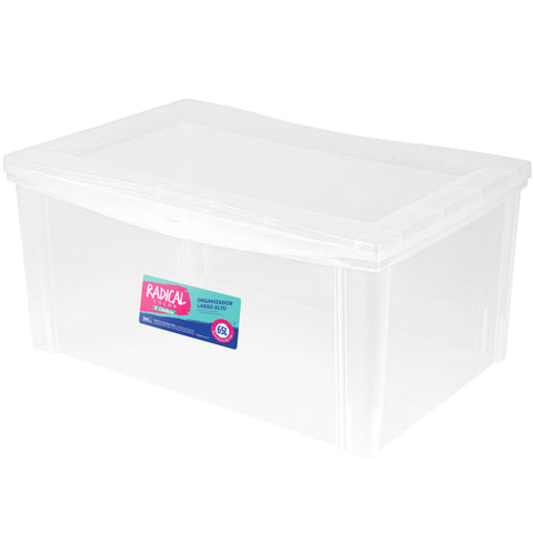 Kit 3 Caixas Máxi Organizadoras 65L Tampa com Trava Radical Incolor Multiuso