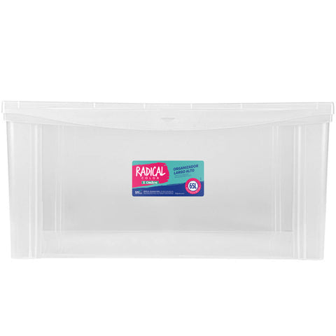 Kit 3 Caixas Máxi Organizadoras 65L Tampa com Trava Radical Incolor Multiuso