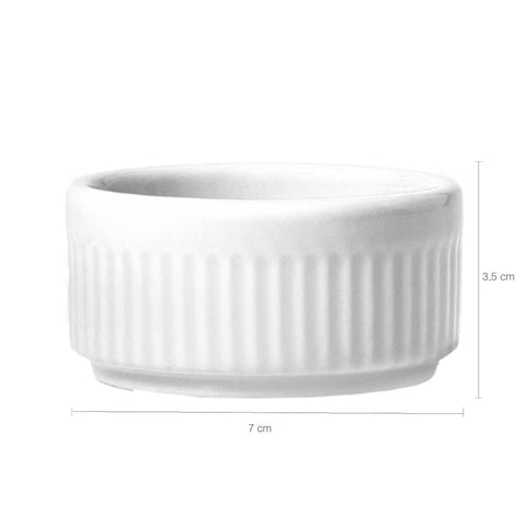 Ramekin Molheira de Porcelana 85ml Canelado Pequeno Germer Branco Molhos