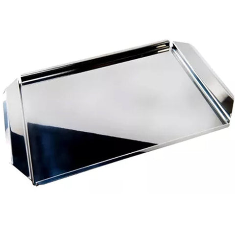 Bandeja de Aço Inox Prime Retangular 40x25cm Bebida Servir Organizar Comida Domama