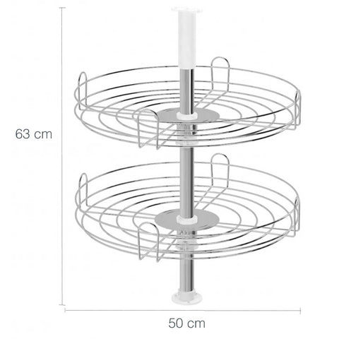 Cesto Giratório para Armário Fruteira Ellite 50cm 2 Cestos Dupla Cozinha Cromado Dimec