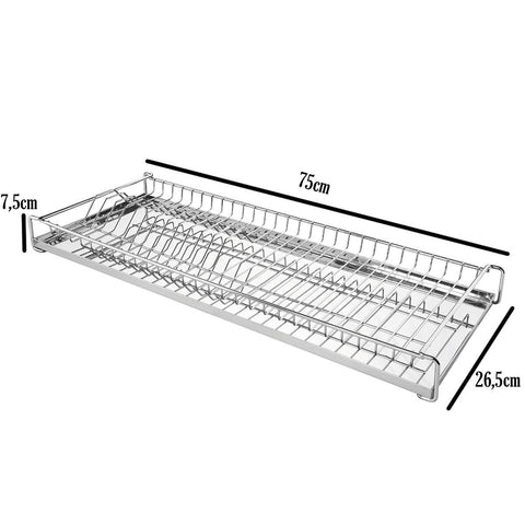 Escorredor de Louças para Embutir Aço Cromado 75cm com Bandeja em Inox Giosul