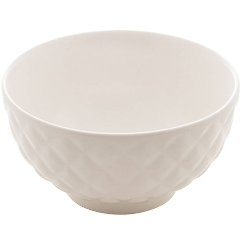 6 Cumbucas de Porcelana Branca 280ml Bowls Lyor Diamond para Iogurte Sobremesa