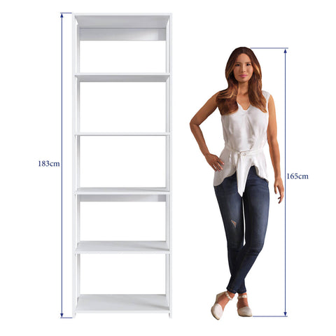 Estante Livreiro Branca com 5 Prateleiras 60x45x183cm Closet Organizador Multiuso