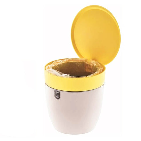 Lixeira Pequena Crippa para Cozinha Pia Com Aro Interno 2,5L Redonda Branco e Amarelo