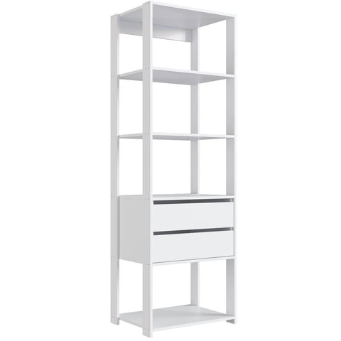 Estante Livreiro 4 Prateleiras e 2 Gavetas Branco 60x45x183cm Closet Modulado Multiuso