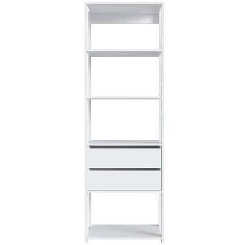 Estante Livreiro 4 Prateleiras e 2 Gavetas Branco 60x45x183cm Closet Modulado Multiuso