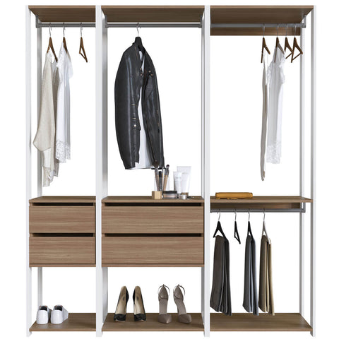 Guarda Roupa Closet 3 Peças com 3 Cabideiros 4 Gavetas e 2 Nichos Easy Prodecor