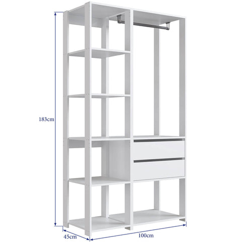 Guarda Roupa Closet 2 Pecas Cabideiro Gaveta Branco Prodecor Com Nichos Modulos Easy Multiuso