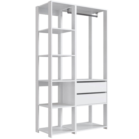 Guarda Roupa Closet 2 Pecas Cabideiro Gaveta Branco Prodecor Com Nichos Modulos Easy Multiuso