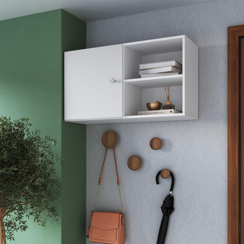 Armario Aéreo Multiuso com Porta e Prateleira 90cm Branco Prodecor Organizador Suspenso