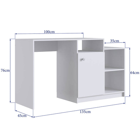 Escrivaninha Bancada Multiuso com 1 Porta e 3 Nichos Branco Prodecor 76x135x45cm