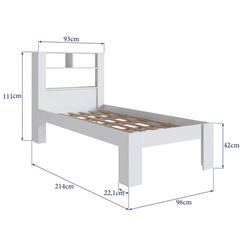 Cama de Solteiro com Cabeceira de Prateleira Branco Prodecor 214x96x111cm