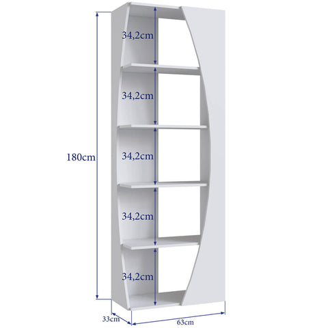 Estante Livreiro Multiuso Com 5 prateleiras Branco Prodecor Organizador Escritório 180x63x33cm