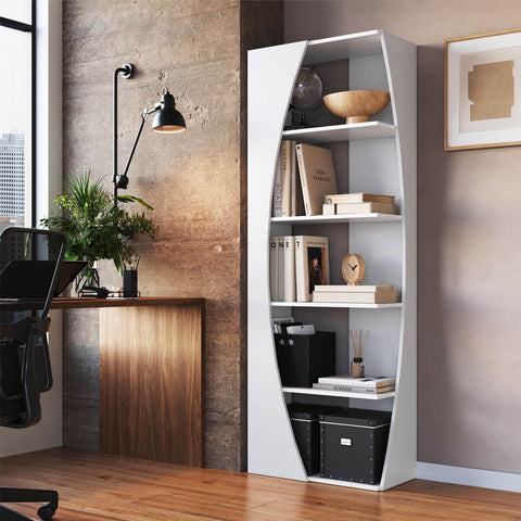 Estante Livreiro Multiuso Com 5 prateleiras Branco Prodecor Organizador Escritório 180x63x33cm