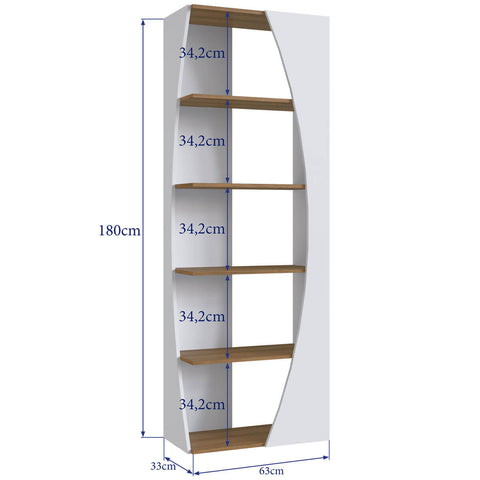 Estante Livreiro Multiuso 5 Prateleiras Branco Mel Prodecor Organizador Escritório 63x33x180cm