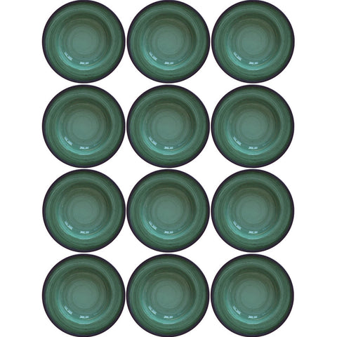 12 Pratos Fundos Tramontina Rústicos de Porcelana Verde 23cm Decorados para Mesa Posta