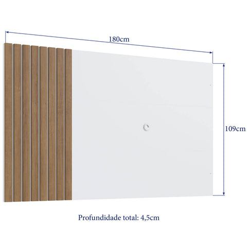 Painel Para Tv até 65 Polegadas Ripado em Branco e Mel 180cm Prodecor