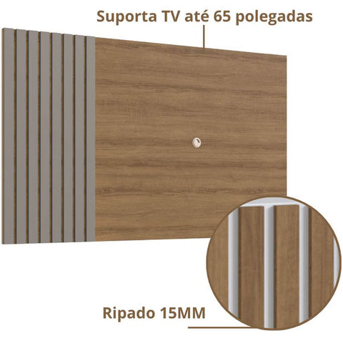 Painel Para Tv Até 65 Polegadas Com Ripado Mel e Fume 180cm Prodecor