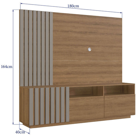 Rack com Painel Para Tv até 65" com 180cm Ripado Mel e Fumê Prodecor