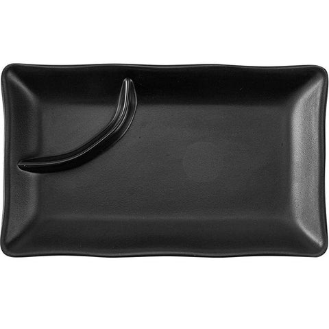 10 Pratos para Sushi 19x12cm com Porta Shoyu Melanina Comida Japonesa