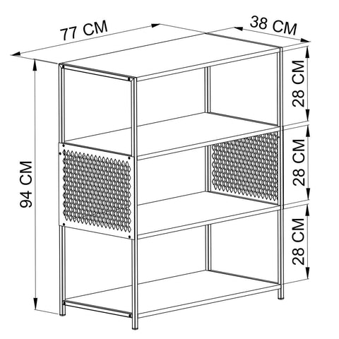 Estante Média 3 Prateleiras 77x38x94cm MDP Estilo Industrial P1024 Mel Placa e Ponto