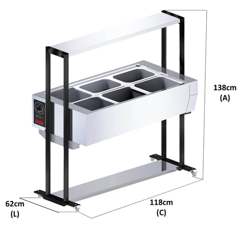 Buffet Térmico Aquecido Inox 6 Cubas com Tampa 220v BF622 Prata Saro