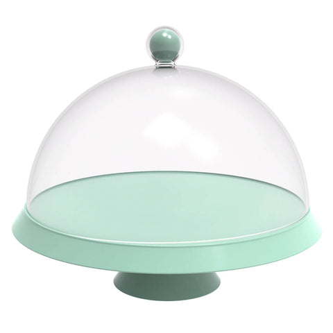 Porta Bolo 25cm Verde Menta com Cúpula e Pé Bubble Crippa Tortas Doces Boleira