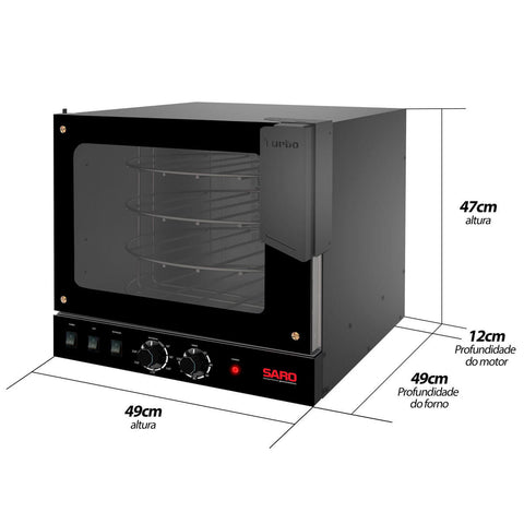 Forno Turbo 127v Rotativo Elétrico 2 em 1 Preto Saro Assador de Bancada