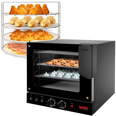 Forno Turbo 127v Rotativo Elétrico 2 em 1 Preto Saro Assador de Bancada