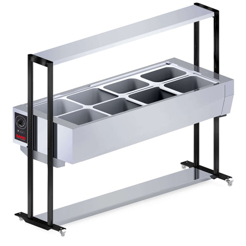 Buffet Térmico 220V Inox 8 Cubas 1/2 com Tampa Aquecido para Restaurantes e Eventos