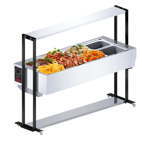 Buffet Térmico 220V Inox 8 Cubas 1/2 com Tampa Aquecido para Restaurantes e Eventos