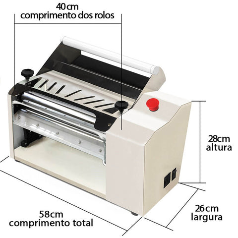 Rolo Cilindro Laminador Elétrico Antiaderente Com Regulador De Velocidade Bivolt 50/60 Hz Branco