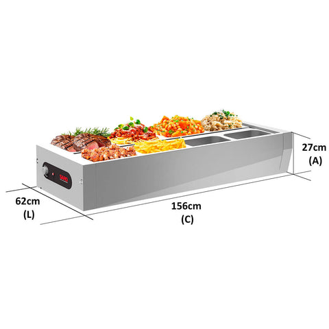 Buffet Térmico de Mesa Aquecido Inox 8 Cubas 1/2 com Tampa 127V