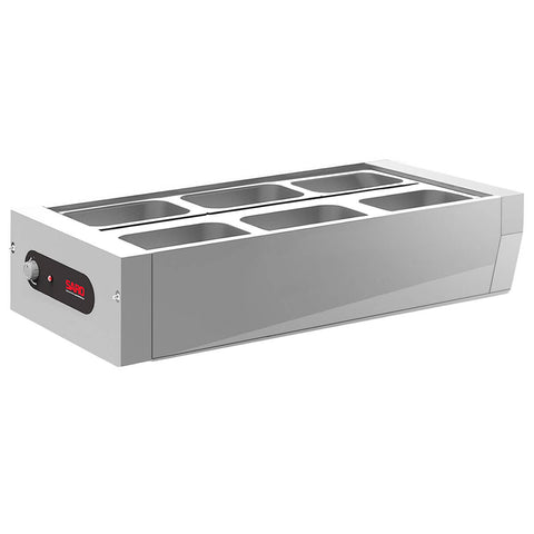 Buffet Térmico de Mesa 127v Aquecido em Inox 6 Cubas 1/2 Tampa